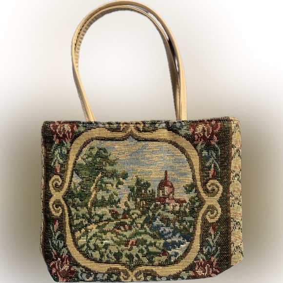 Small Tapestry Bag, in bag. (Took out for photo shoot) tan beige | Never used - Picture 1 of 11